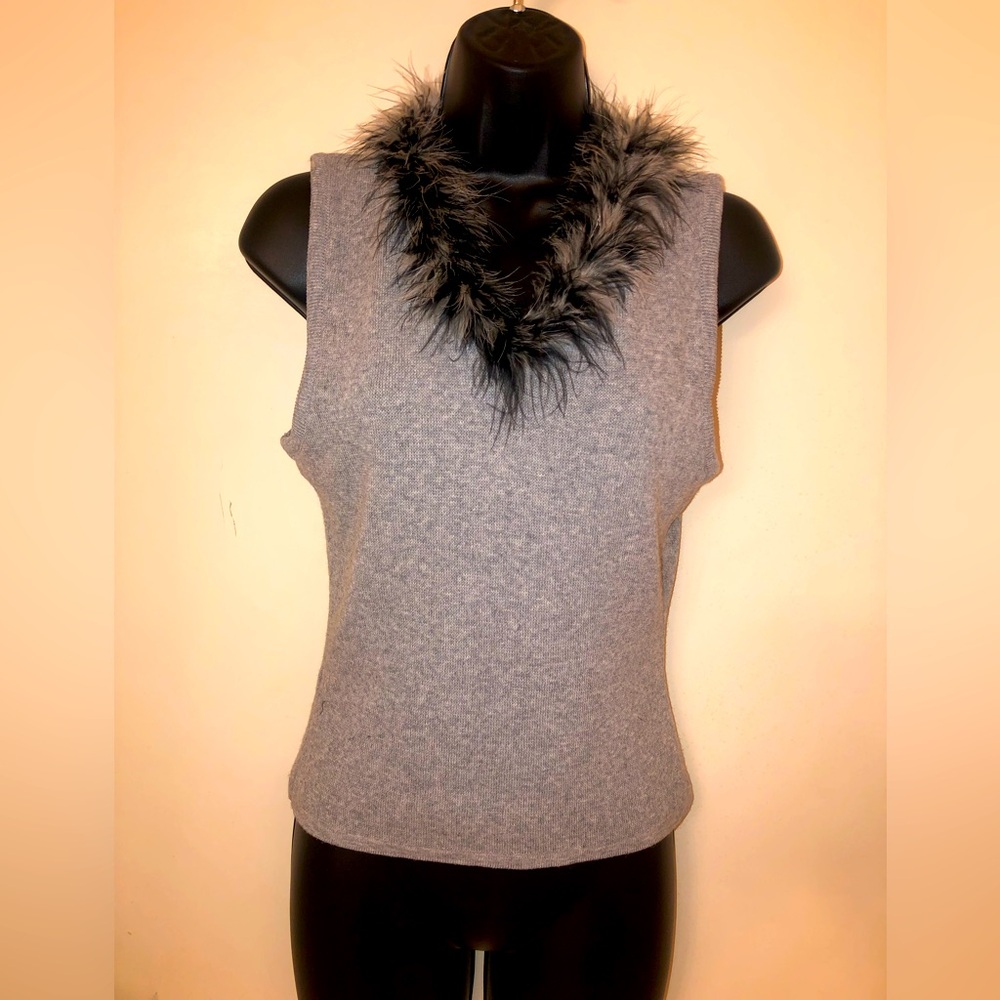 RAVE CITY Sweater with Faux Fir Neckline